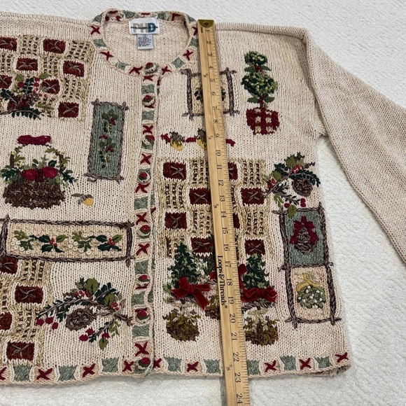 VINTAGE Paul Harris Design Women's Cream Cardigan Sz S - Picture 4 of 9